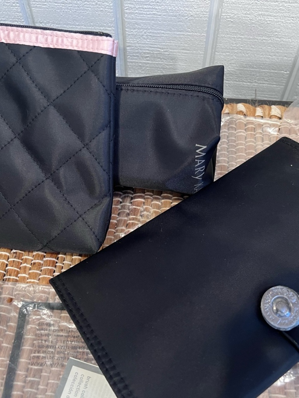 Mary Kay Black Cosmetic Pouches with Subtle Quilting